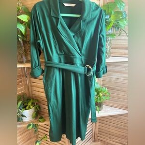 EShakti Green Faux Wrap Dress